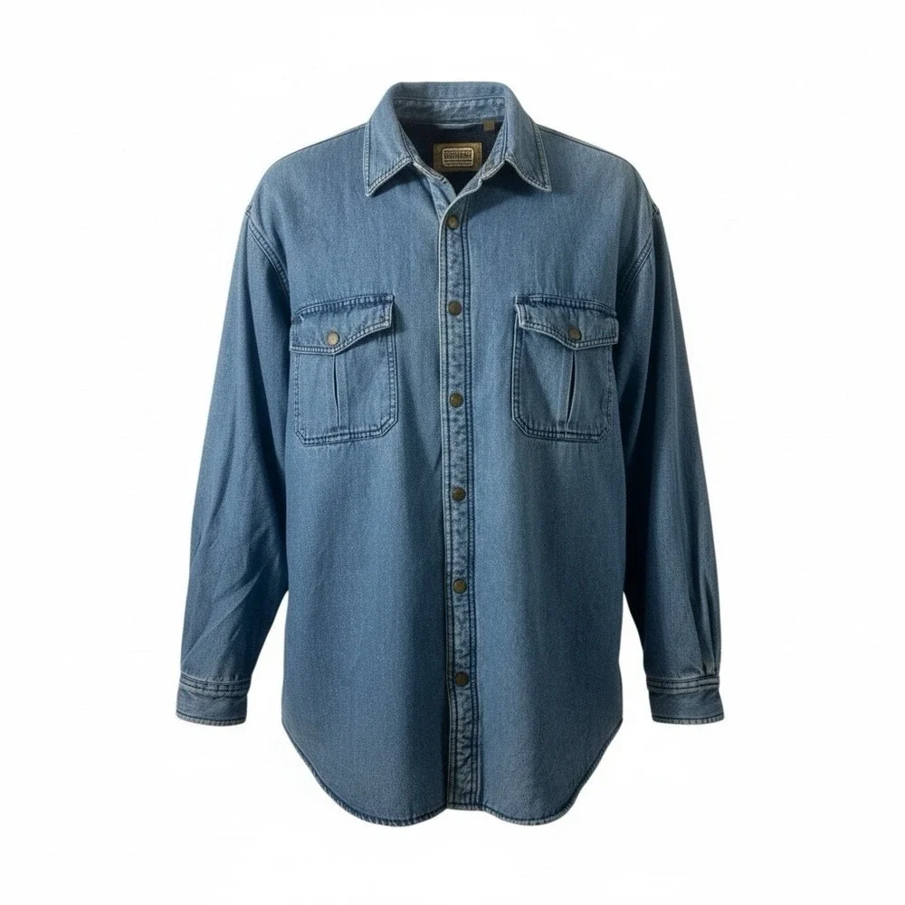 C. E. Schmidt Workwear Fleece Lined Denim Shirt‎ Shacket Medium Grunge